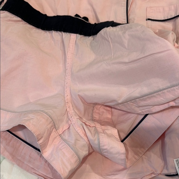J. Crew Pink Pajama Set XXXS Cotton navy piping - Picture 9 of 9